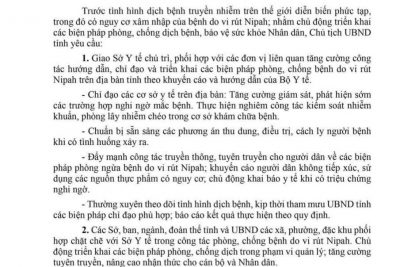 Phòng, chống dịch bệnh do vi rút Nipah